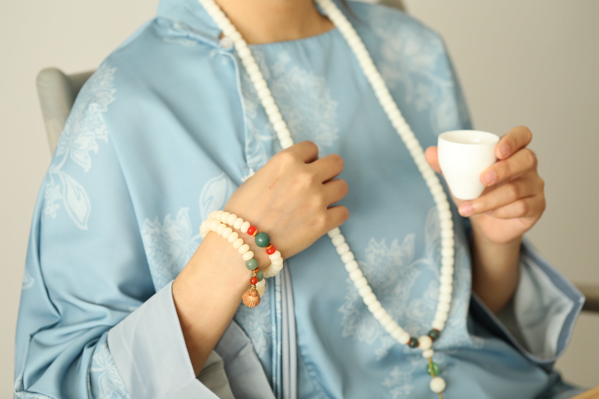 Golden Moon Bodhi Root Bracelets wisdom adding a touch of zen to the tranquility.